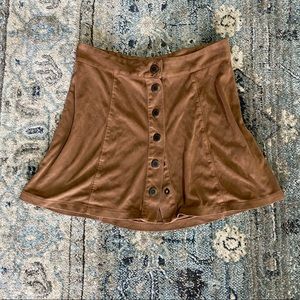 Suede snap up mini skirt